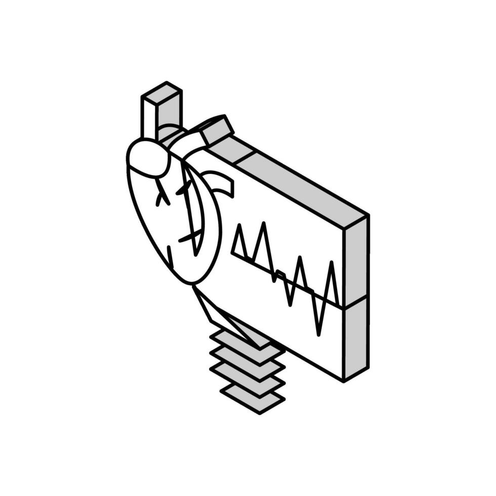 irregular latidos del corazón isométrica icono vector ilustración