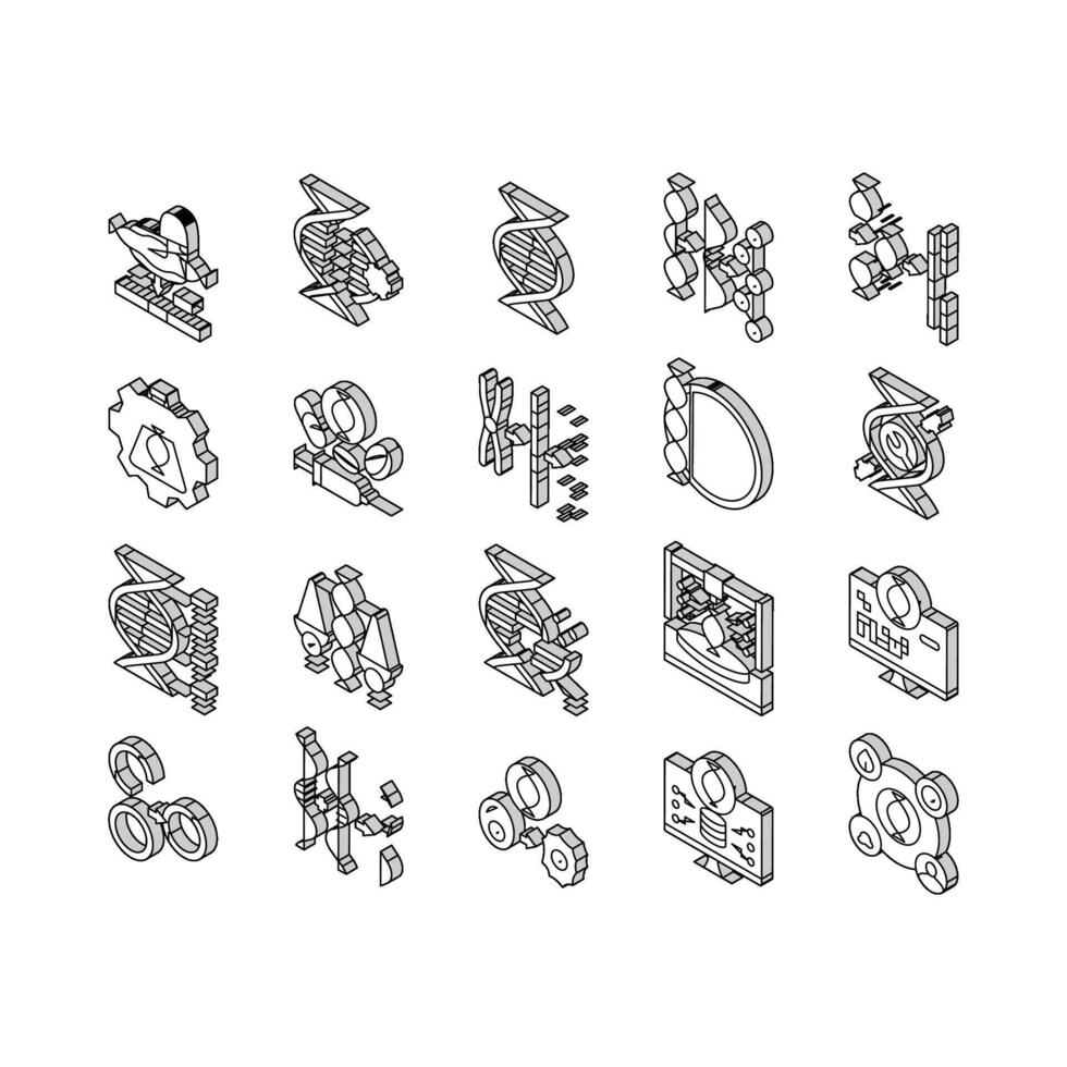 cryptogenetics dna gene helix isometric icons set vector