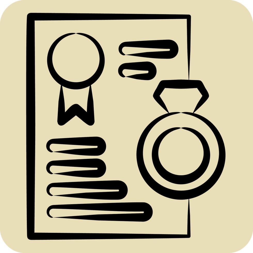 Icon Certificate. related to Jewelry symbol. hand drawn style. simple design editable. simple illustration vector