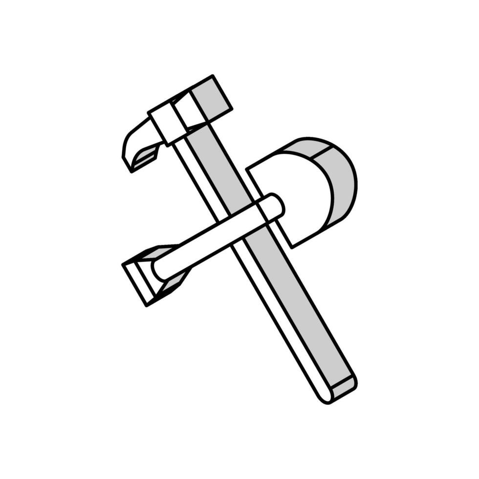 shovel and pickax isometric icon vector illustration