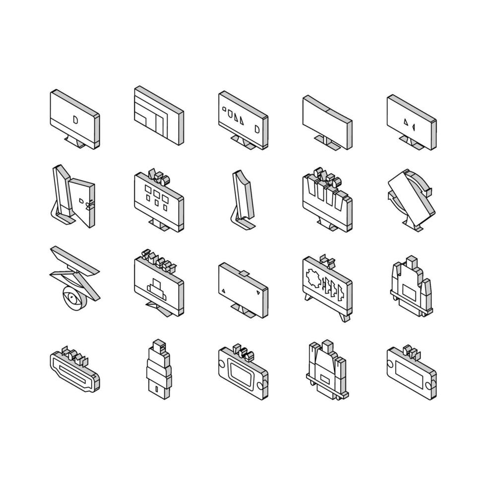 Computer Pc Monitor Collection isometric icons set vector