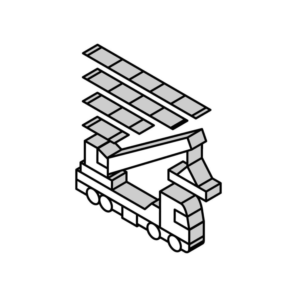 crane lifting building materials isometric icon vector illustration