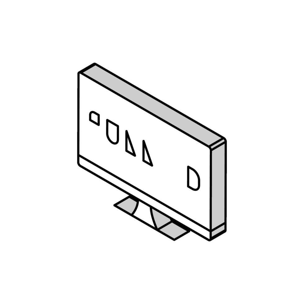 full hd resolution computer screen isometric icon vector illustration