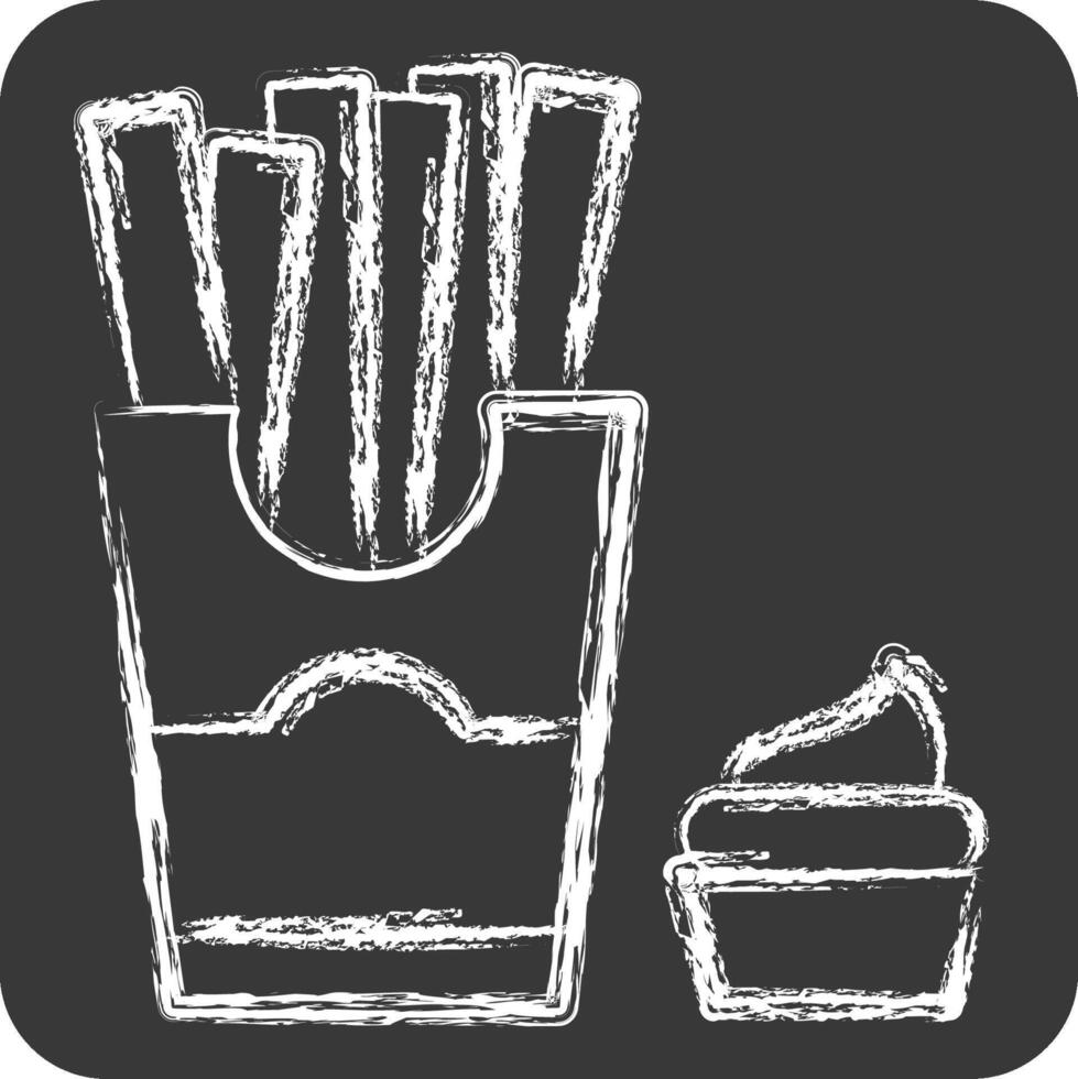 Icon French Fries. related to Fast Food symbol. chalk Style. simple design editable. simple illustration vector