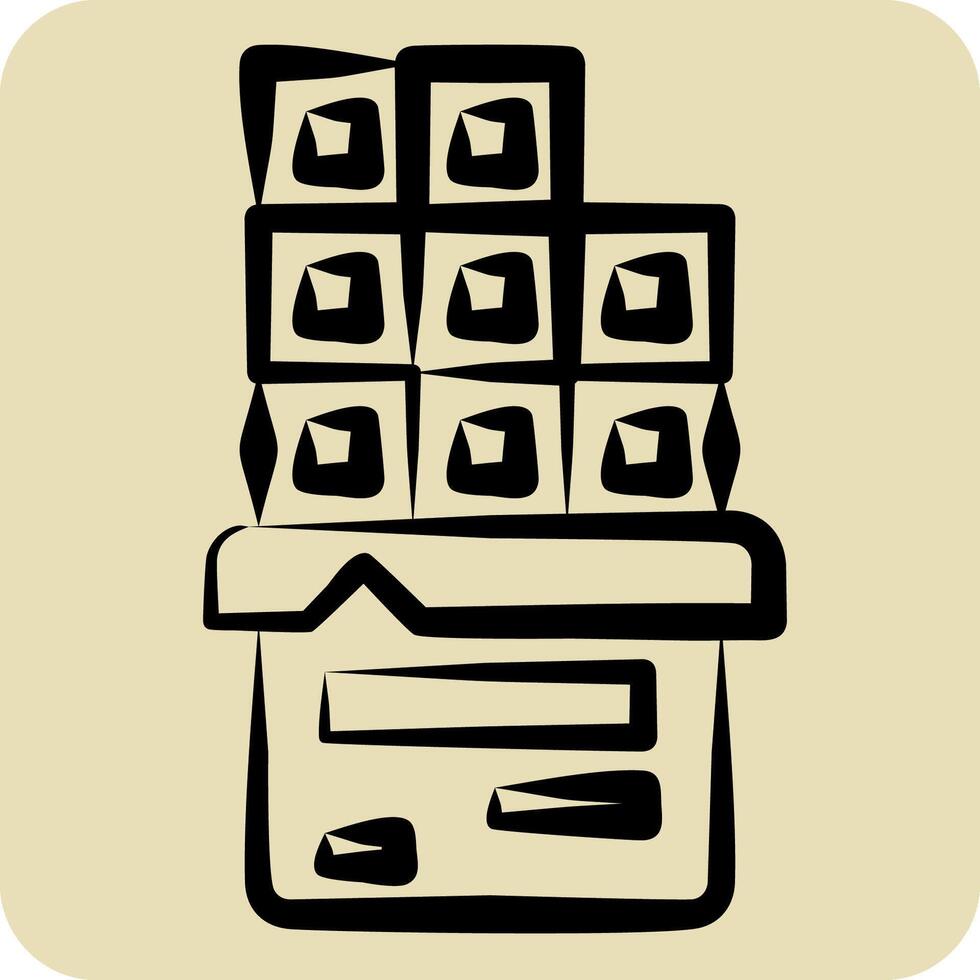 Icon Chocolate Bar. related to Fast Food symbol. hand drawn style. simple design editable. simple illustration vector