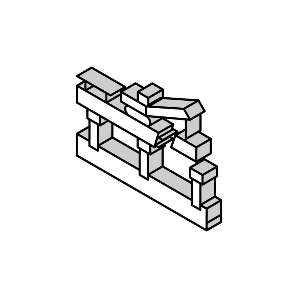 puente edificio isométrica icono vector ilustración