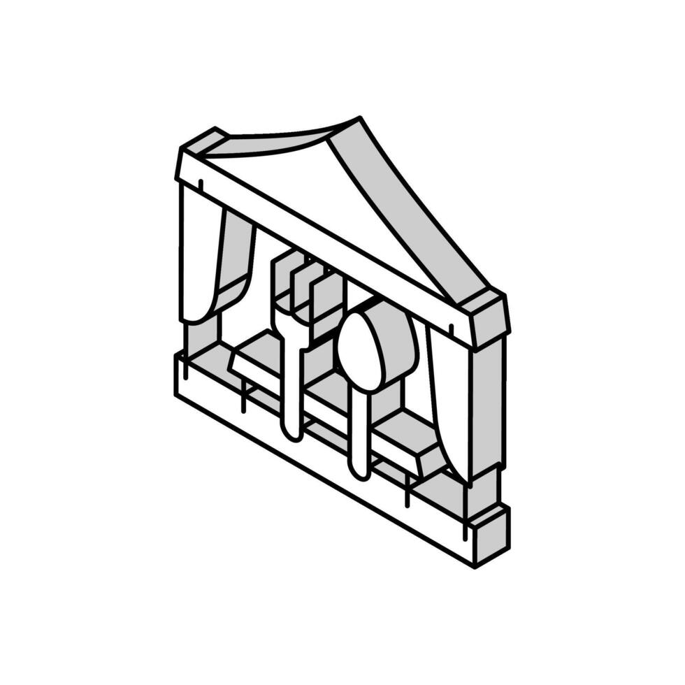 al aire libre abastecimiento buffet isométrica icono vector ilustración