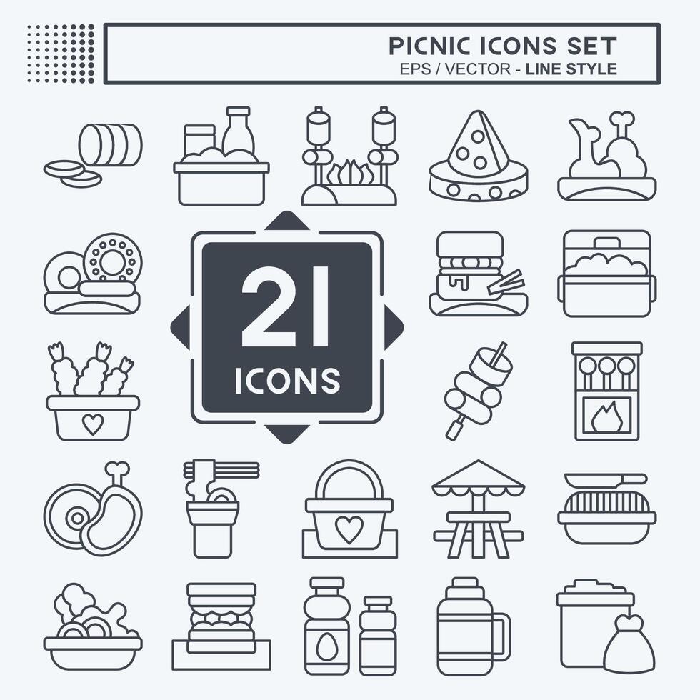 Icon Set Picnic. related to Holiday symbol. line style. simple design editable. simple illustration vector