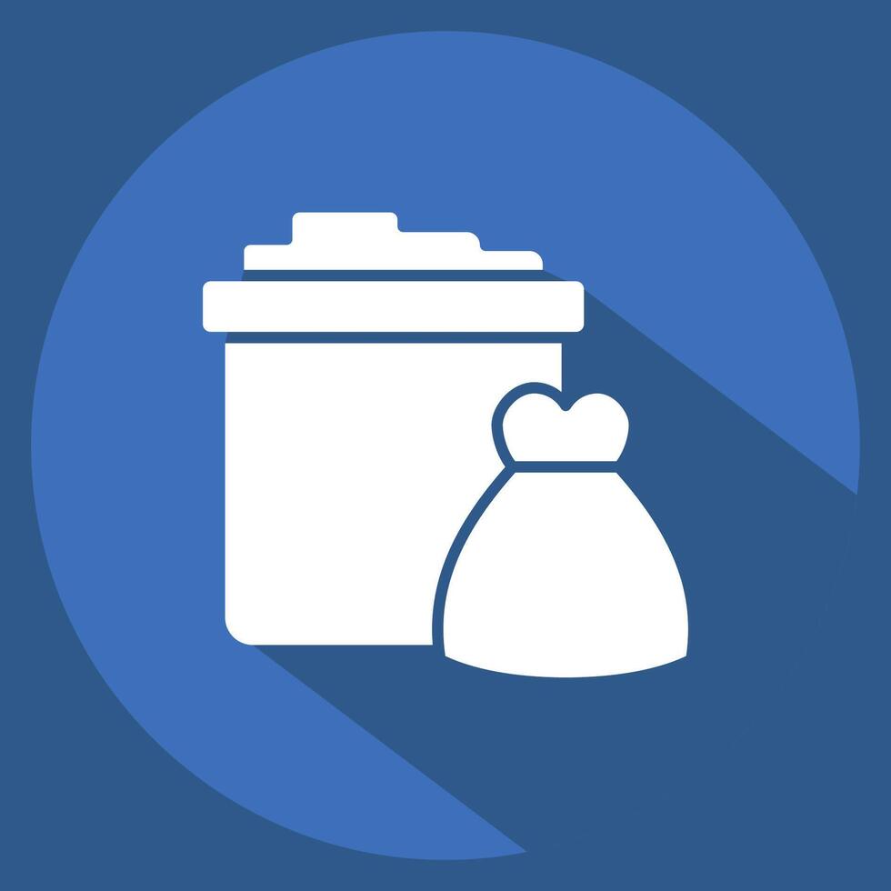 Icon Trash. related to Picnic symbol. long shadow style. simple design editable. simple illustration vector