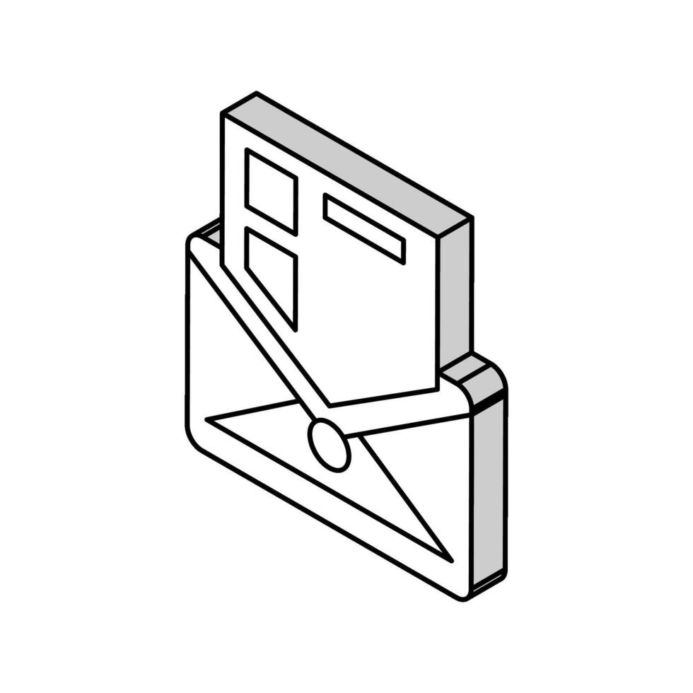 enviando correo reporte isométrica icono vector ilustración