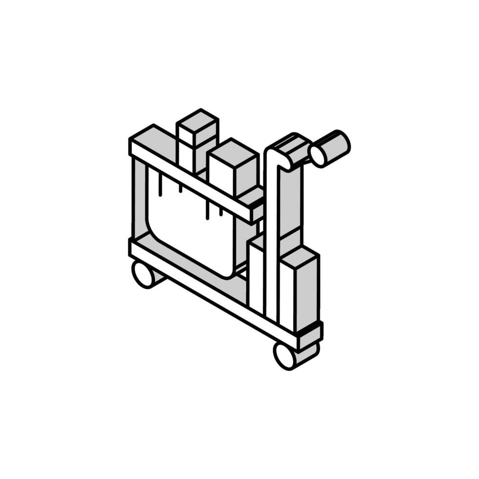 hotel cleaning service cart isometric icon vector illustration