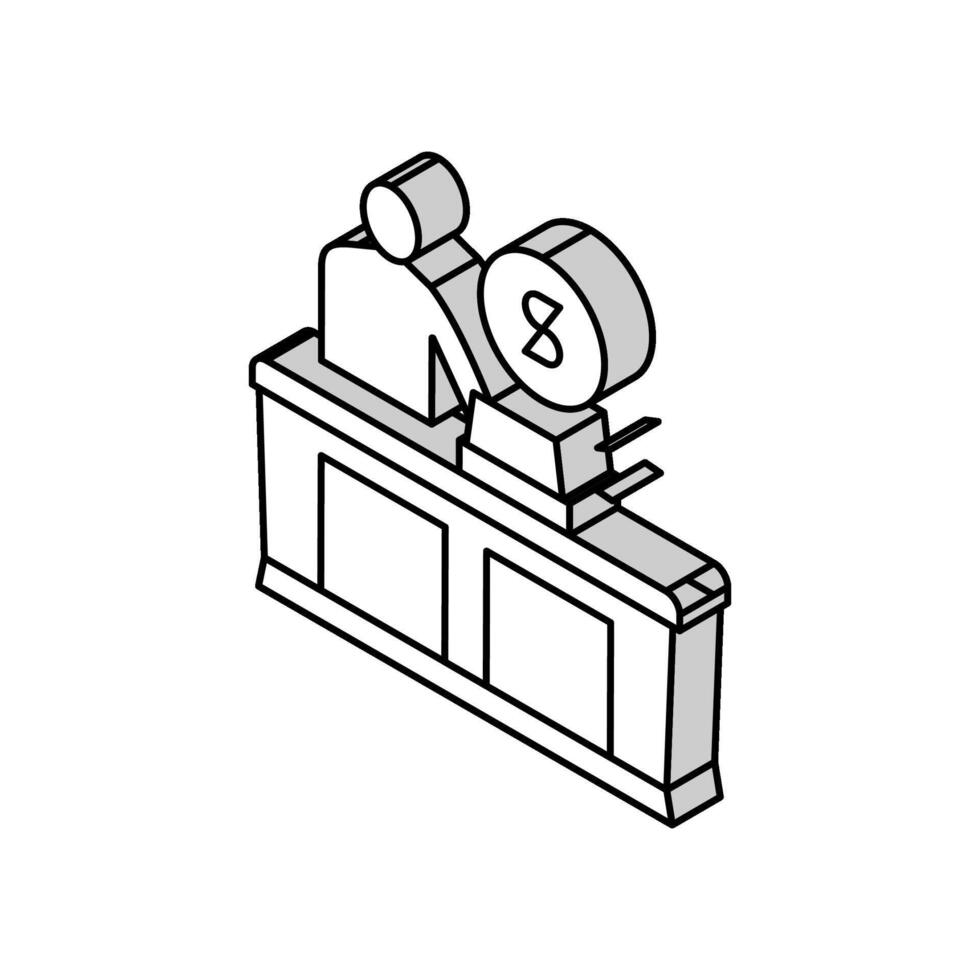 cashier seller at counter isometric icon vector illustration