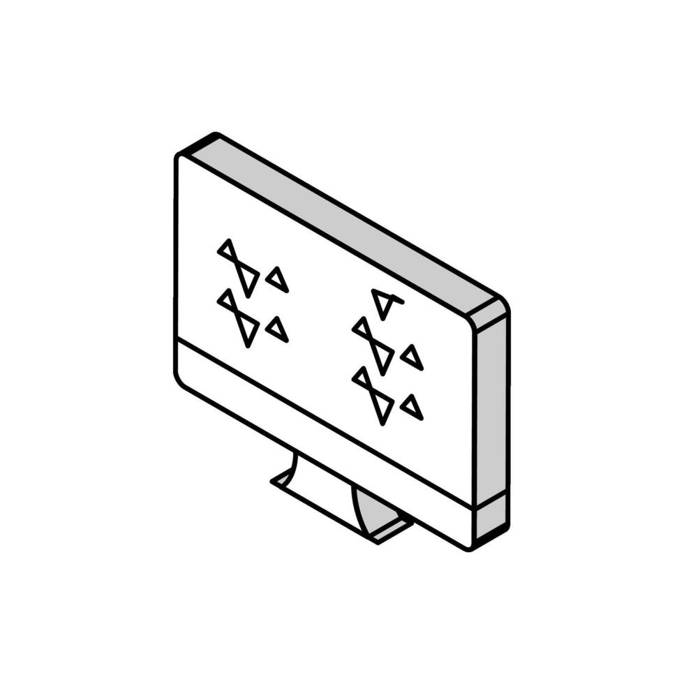 noise waves on computer screen isometric icon vector illustration
