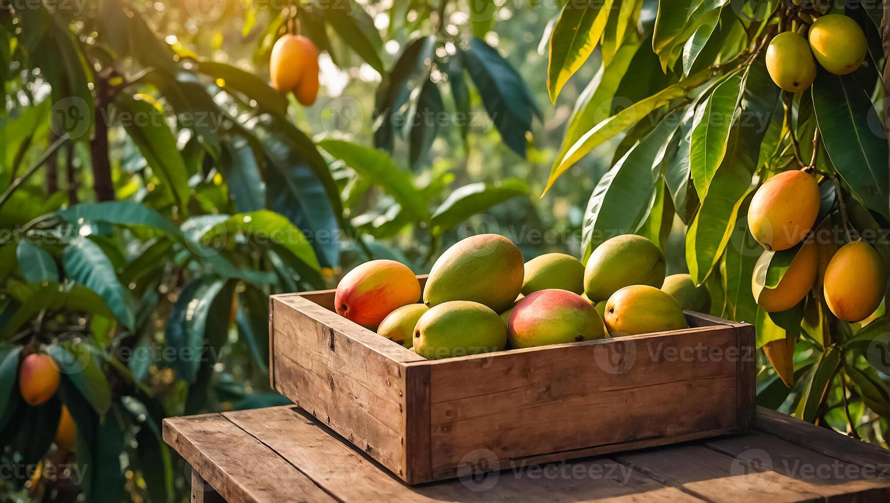 ai generado maduro mango cosecha el jardín foto