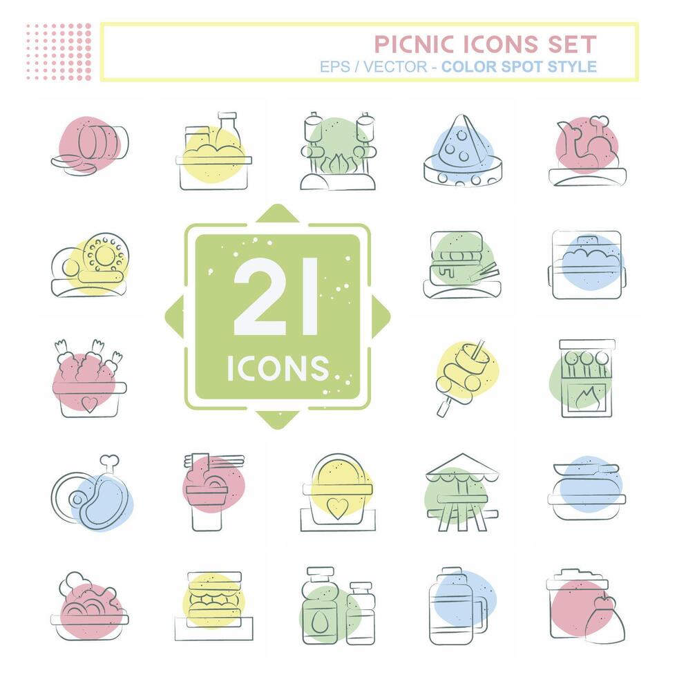 Icon Set Picnic. related to Holiday symbol. Color Spot Style. simple design editable. simple illustration vector