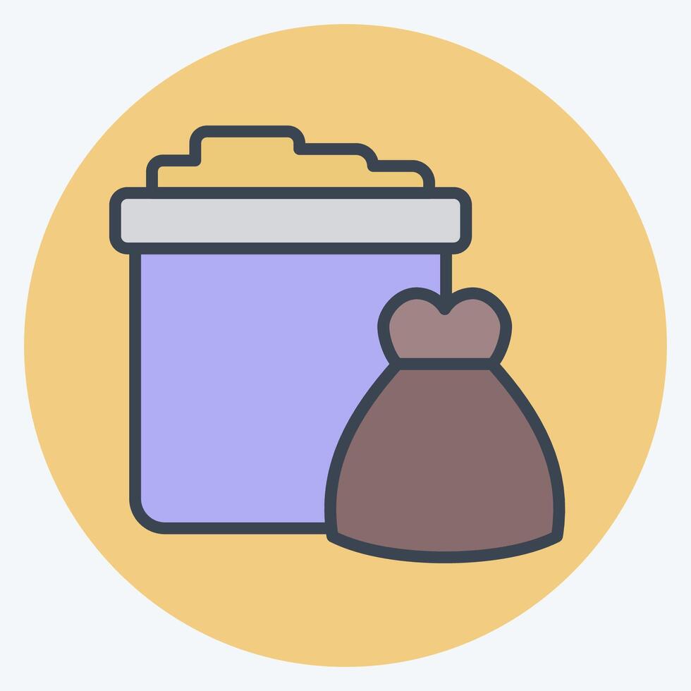 Icon Trash. related to Picnic symbol. color mate style. simple design editable. simple illustration vector