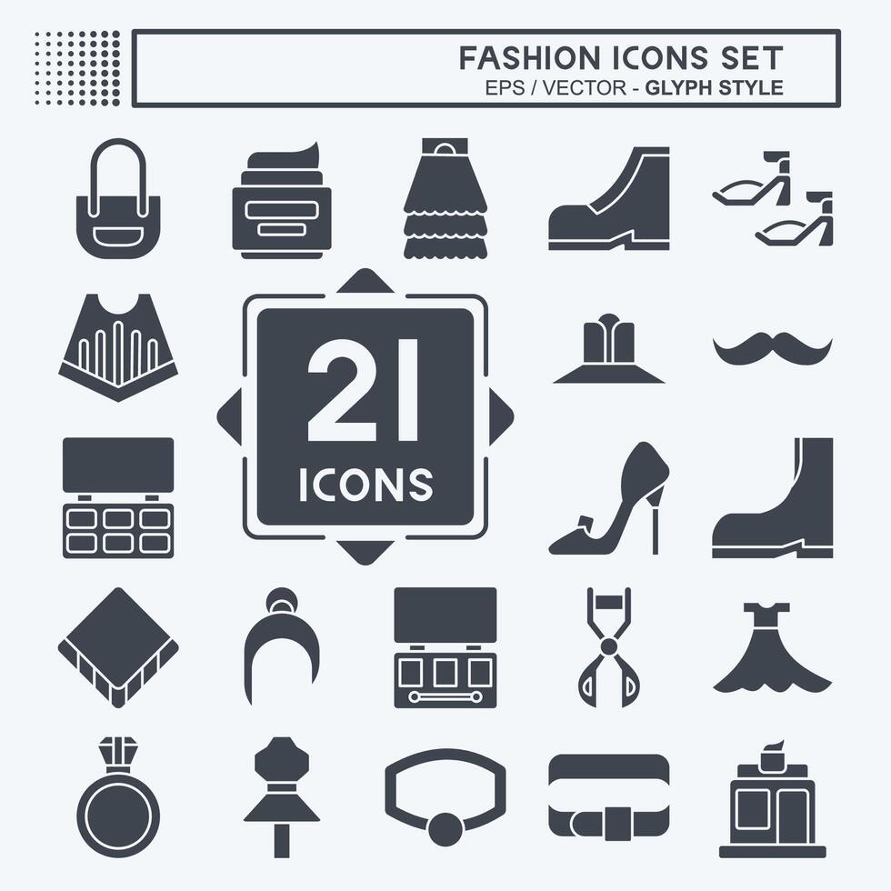 Icon Set Fashion. related to Beauty symbol. glyph style. simple design editable. simple illustration vector