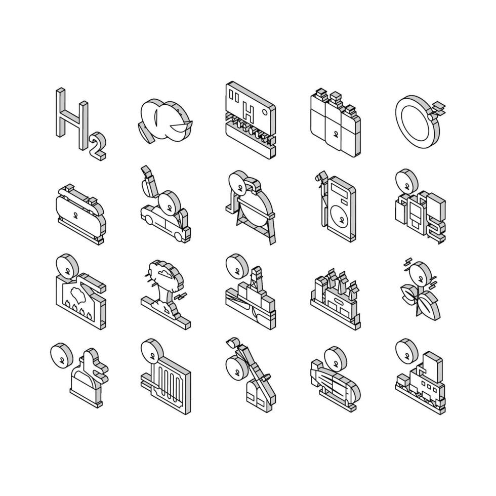 Hydrogen Industry Collection isometric icons set vector