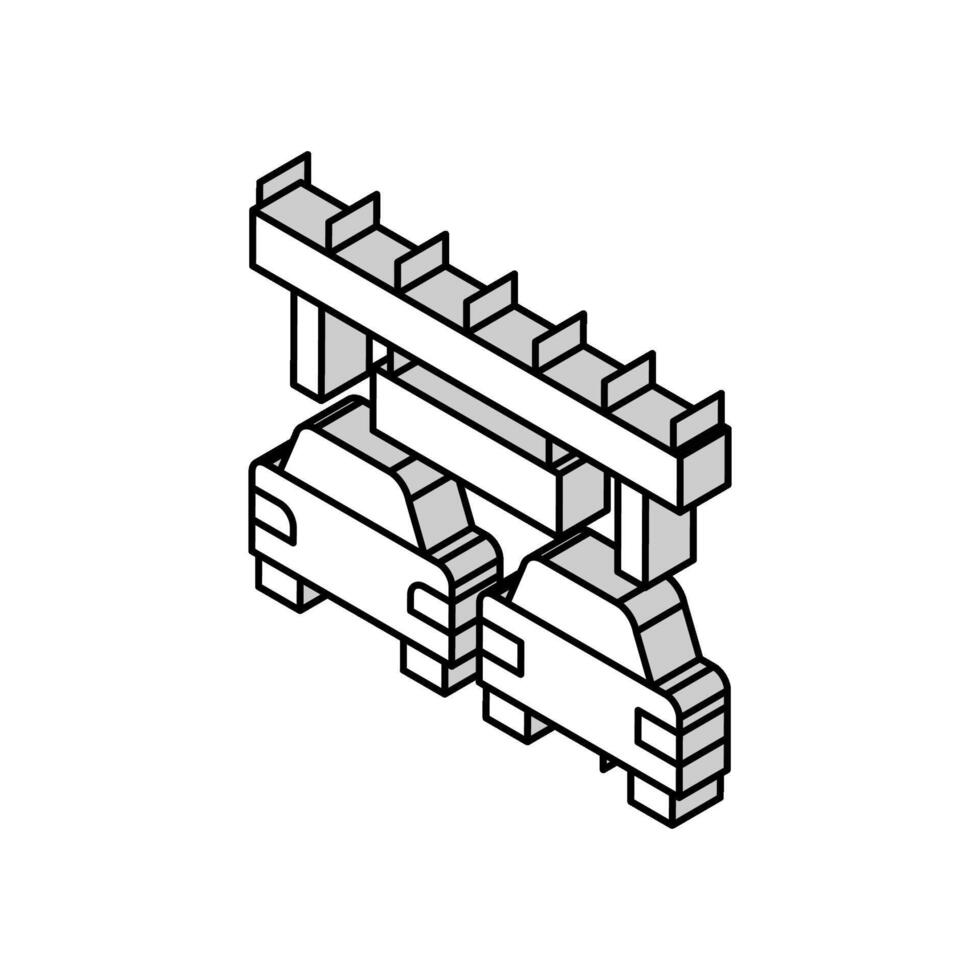 bridge traffic jam isometric icon vector illustration