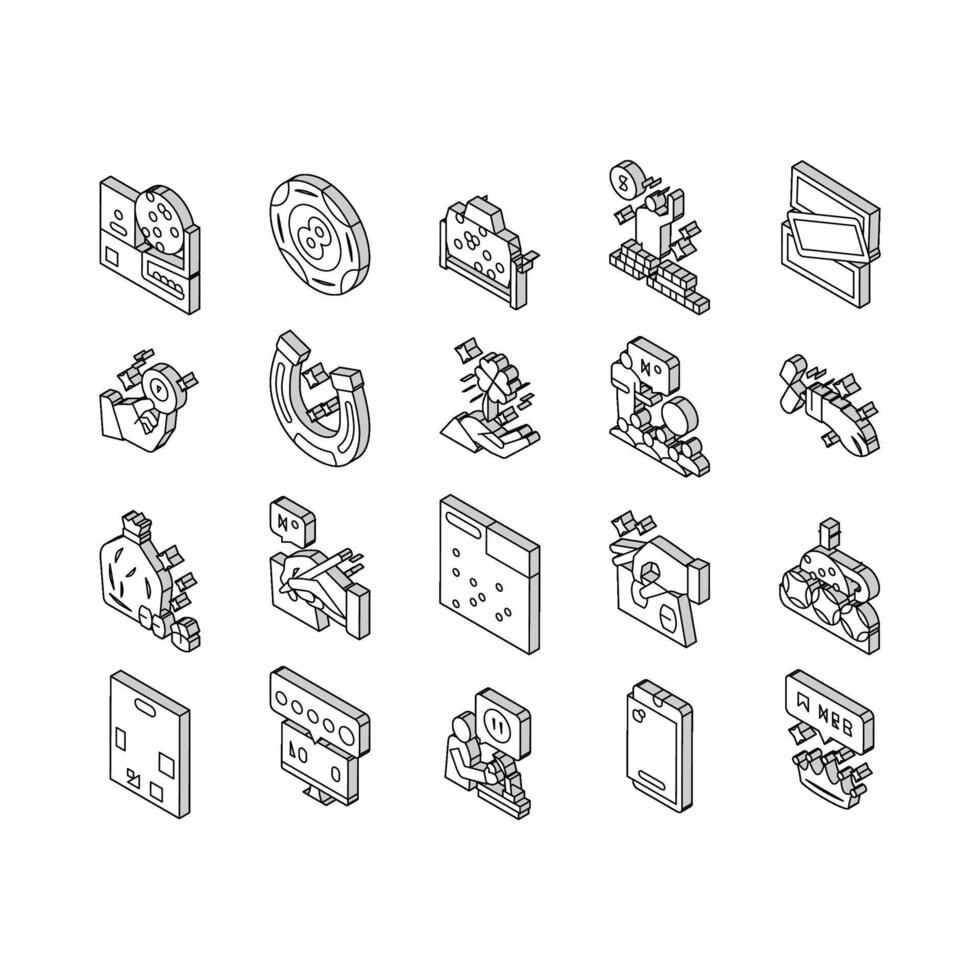 Lotto Gamble Game Collection isometric icons set vector