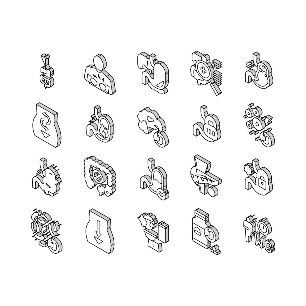 Digestion Disease And Treatment isometric icons set vector