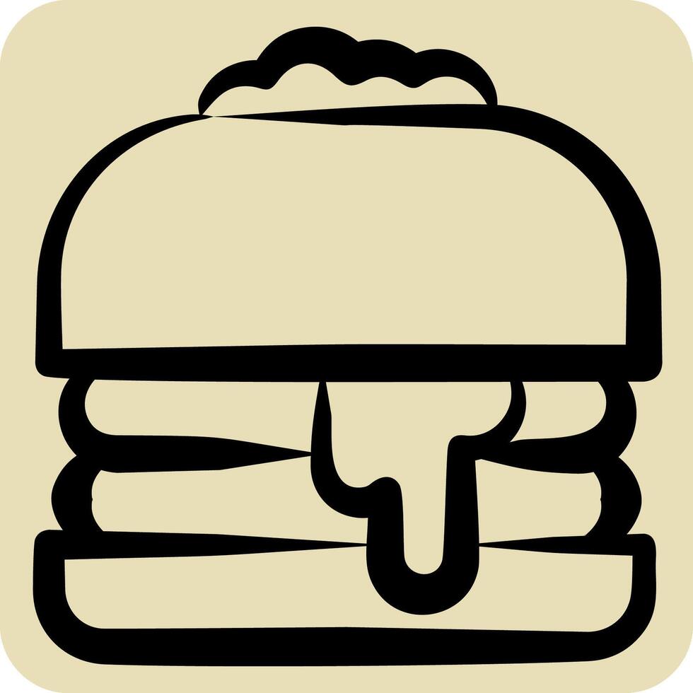 Icon Hamberger. related to Fast Food symbol. hand drawn style. simple design editable. simple illustration vector