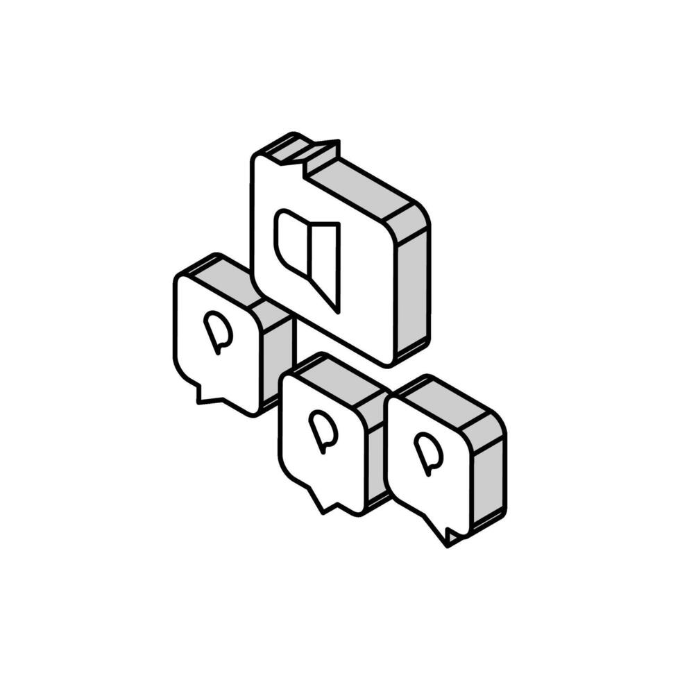 respuestas a medios de comunicación consultas isométrica icono vector ilustración