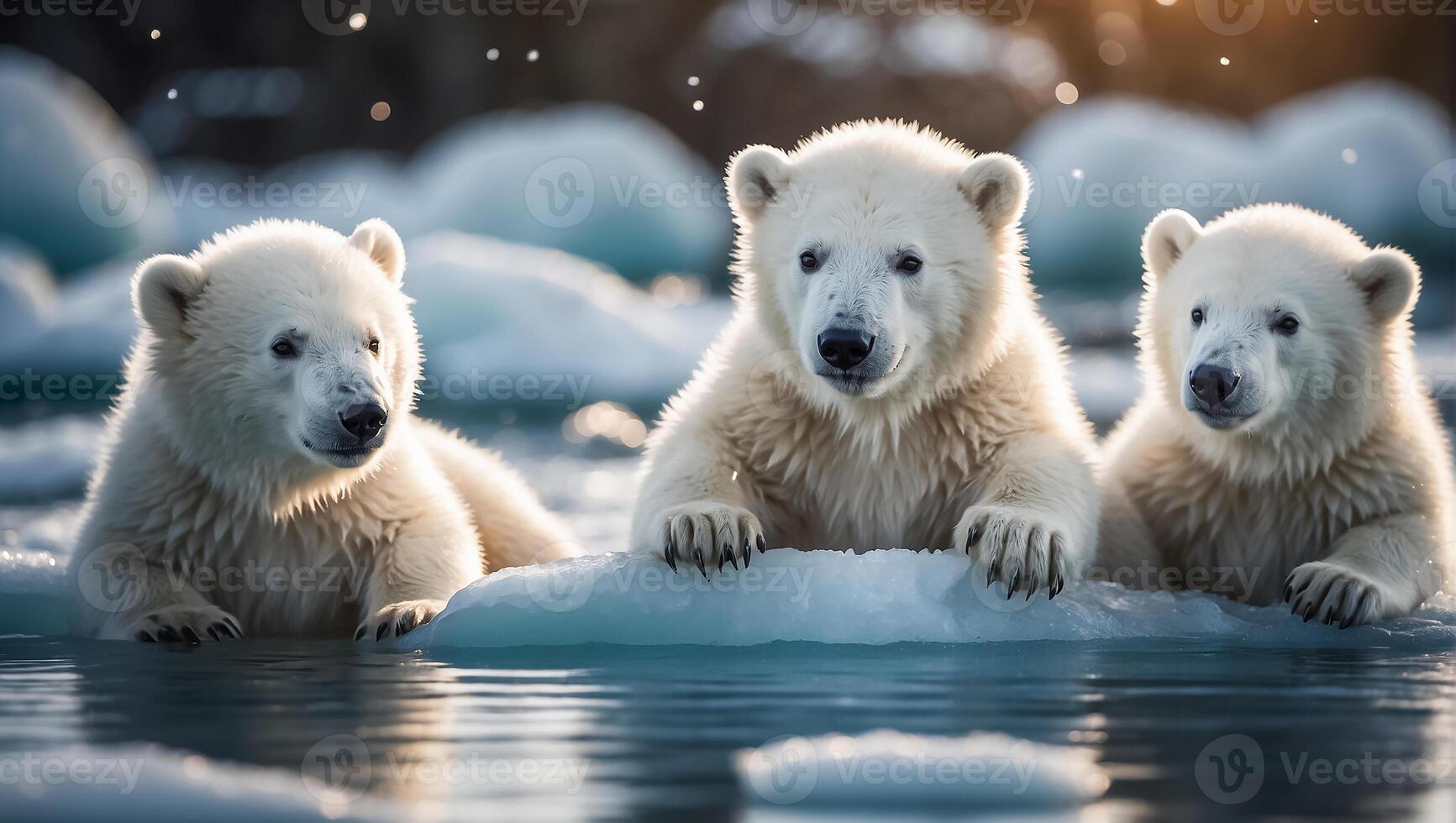 AI generated White polar bear in the north photo