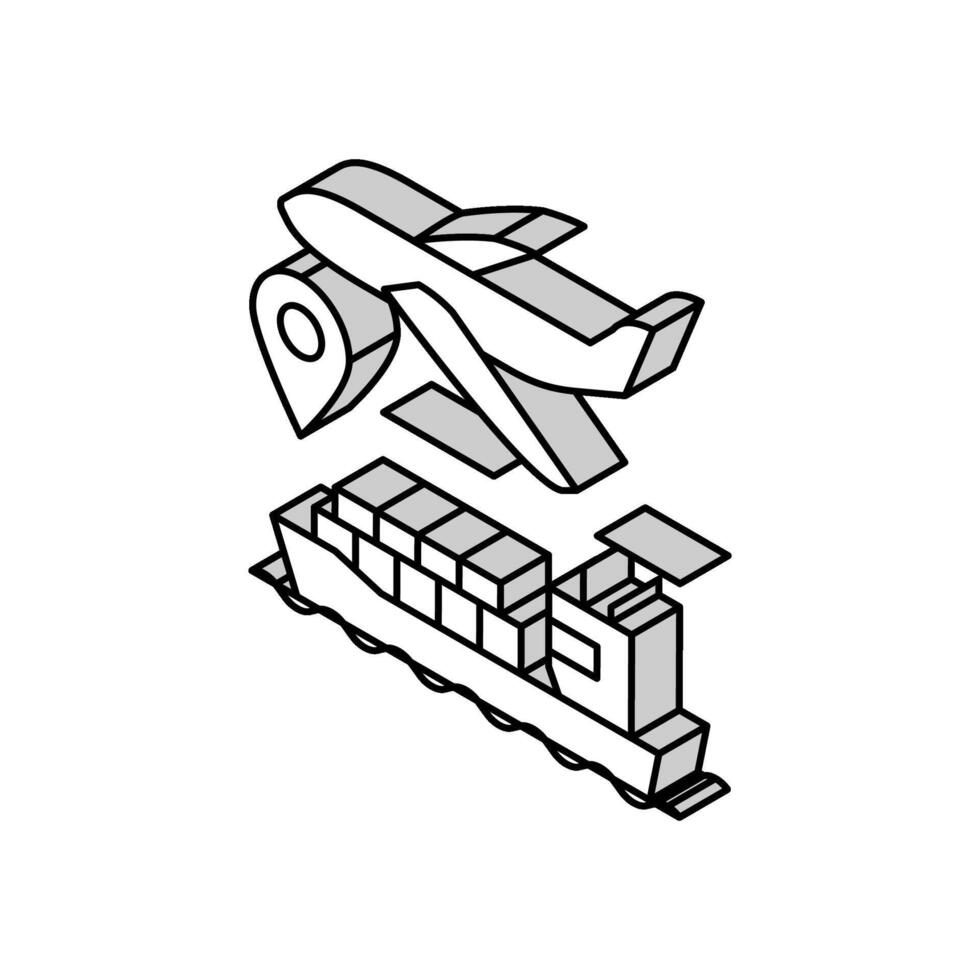 airplane and ship delivering isometric icon vector illustration