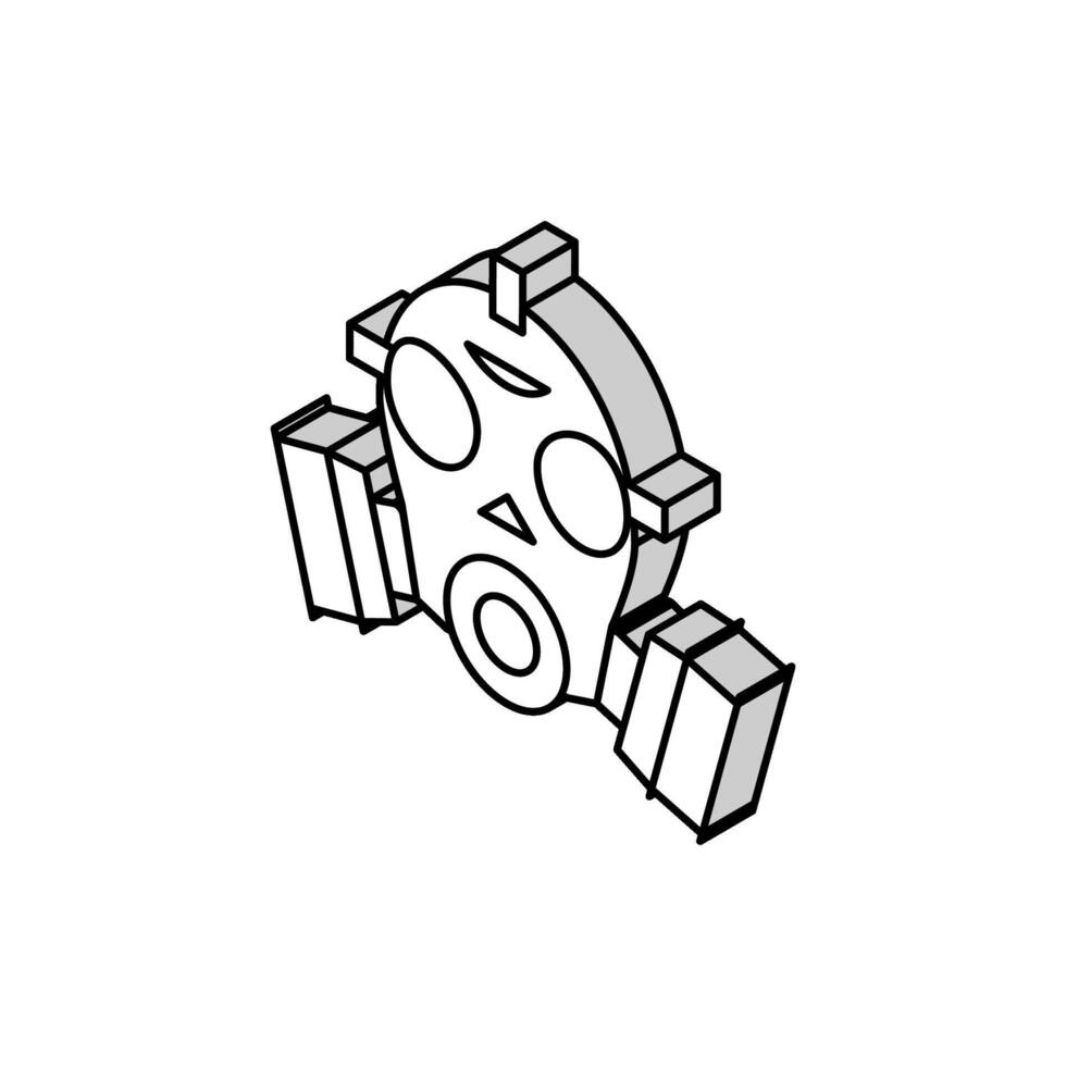 gas mask isometric icon vector illustration flat