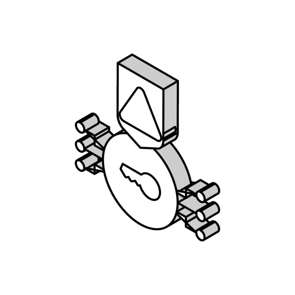 electrónico llave para proteger digital información isométrica icono vector ilustración