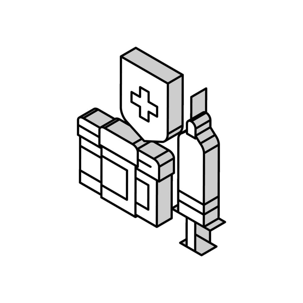 jeringuilla médico tratamiento y salud proteger isométrica icono vector ilustración