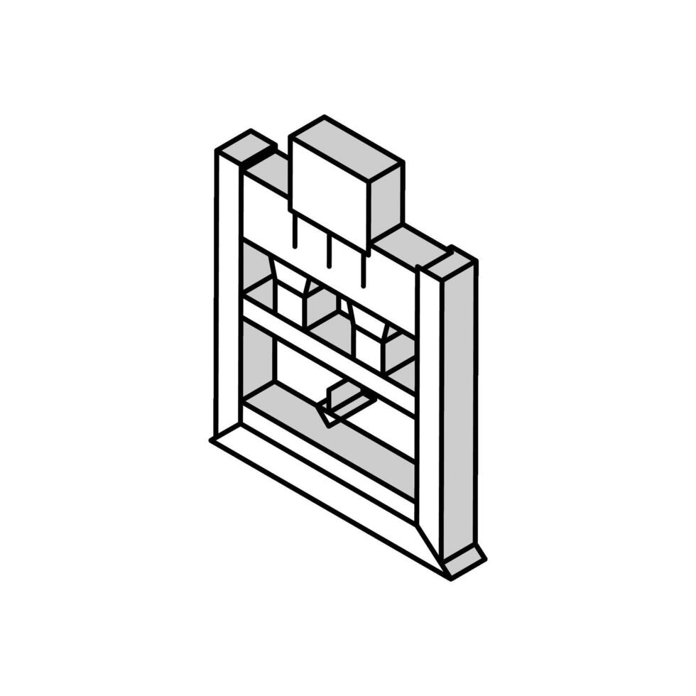 madera contrachapada frío prensa equipo isométrica icono vector ilustración