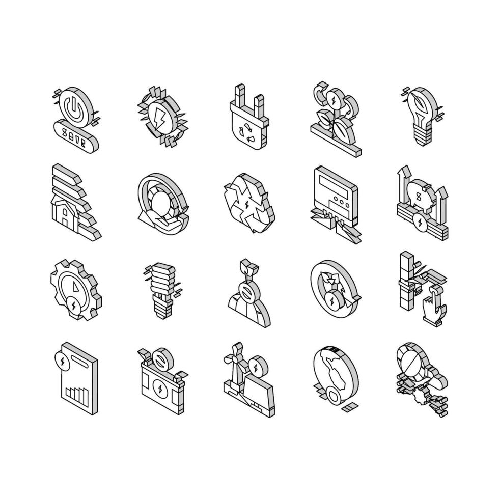 Energy Saving Tool Collection isometric icons set vector