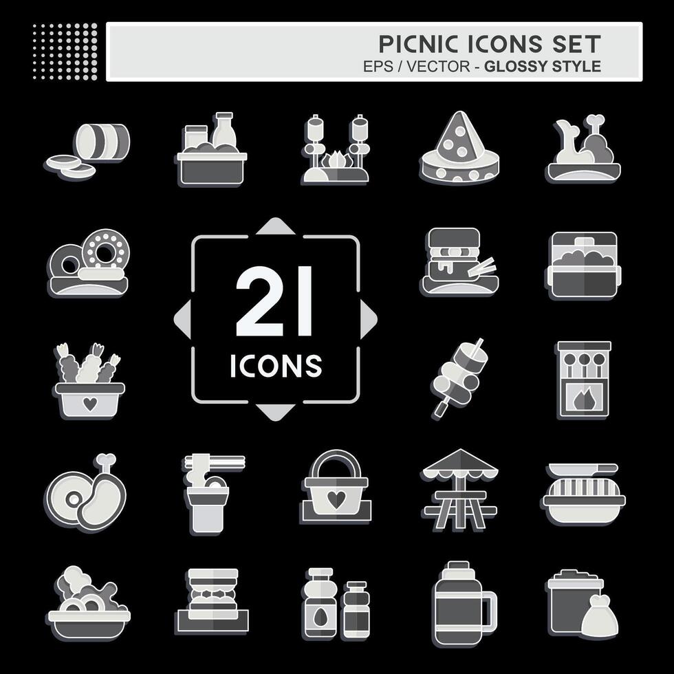 Icon Set Picnic. related to Holiday symbol. glossy style. simple design editable. simple illustration vector