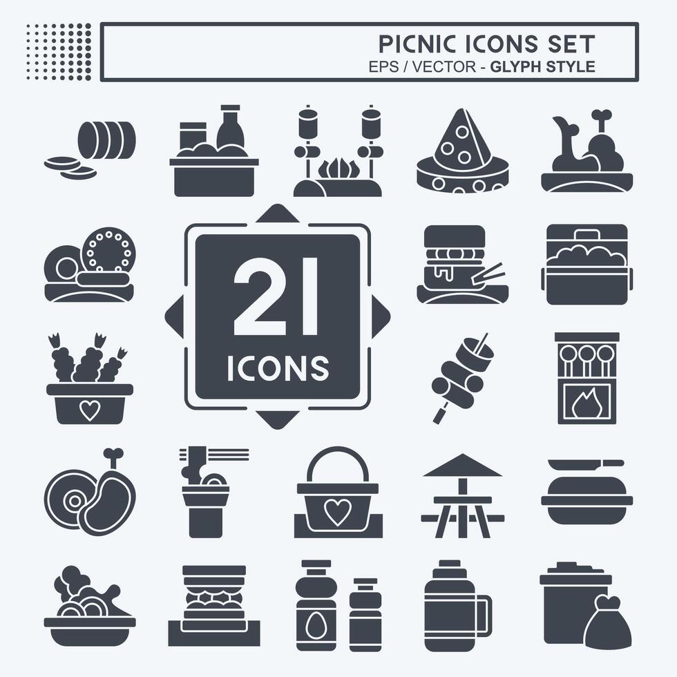 Icon Set Picnic. related to Holiday symbol. glyph style. simple design editable. simple illustration vector