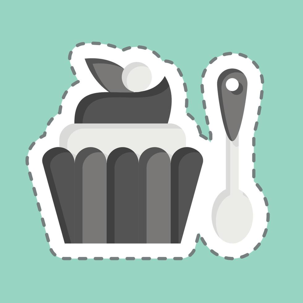 Sticker line cut Cupcake. related to Fast Food symbol. simple design editable. simple illustration vector
