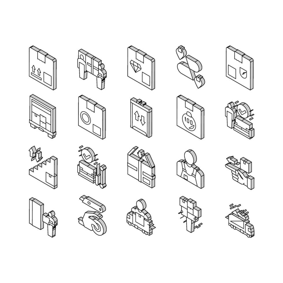 Mover Express Service Collection isometric icons set vector
