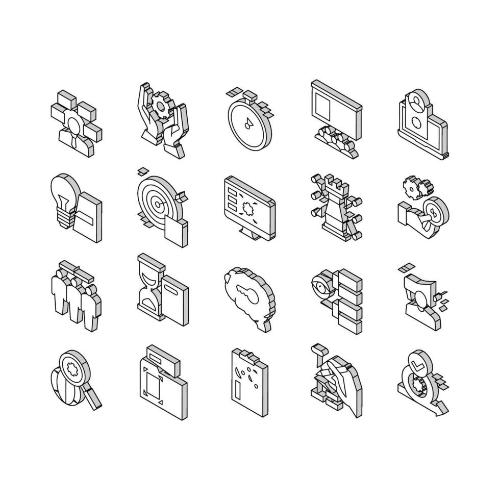 Project Development Collection isometric icons set vector