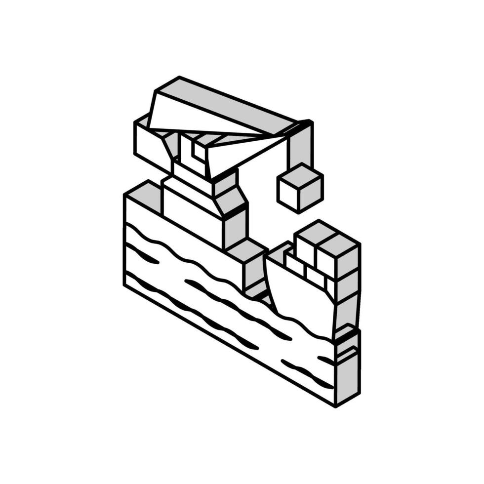 grua Puerto isométrica icono vector ilustración