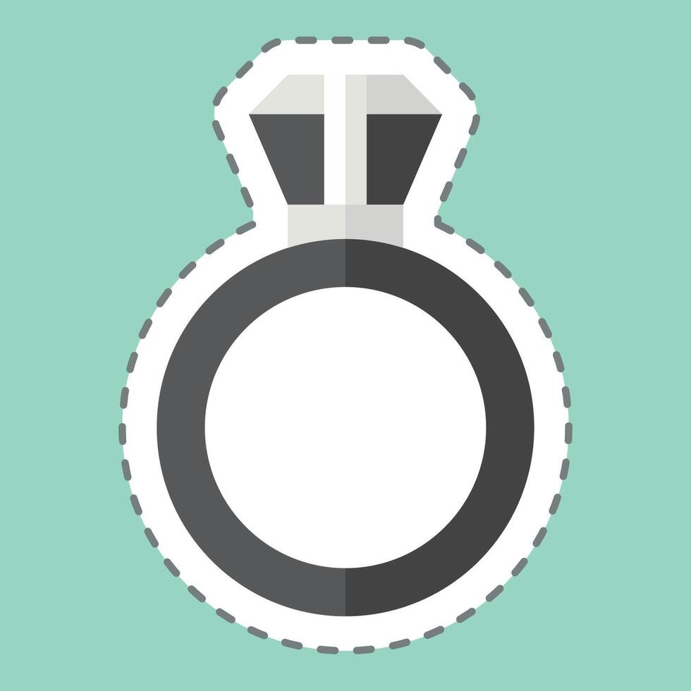 Sticker line cut Diamond Ring. related to Fashion symbol. simple design editable. simple illustration vector