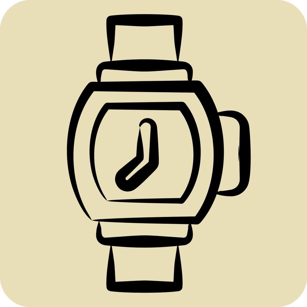 Icon Wristwatch. related to Jewelry symbol. hand drawn style. simple design editable. simple illustration vector