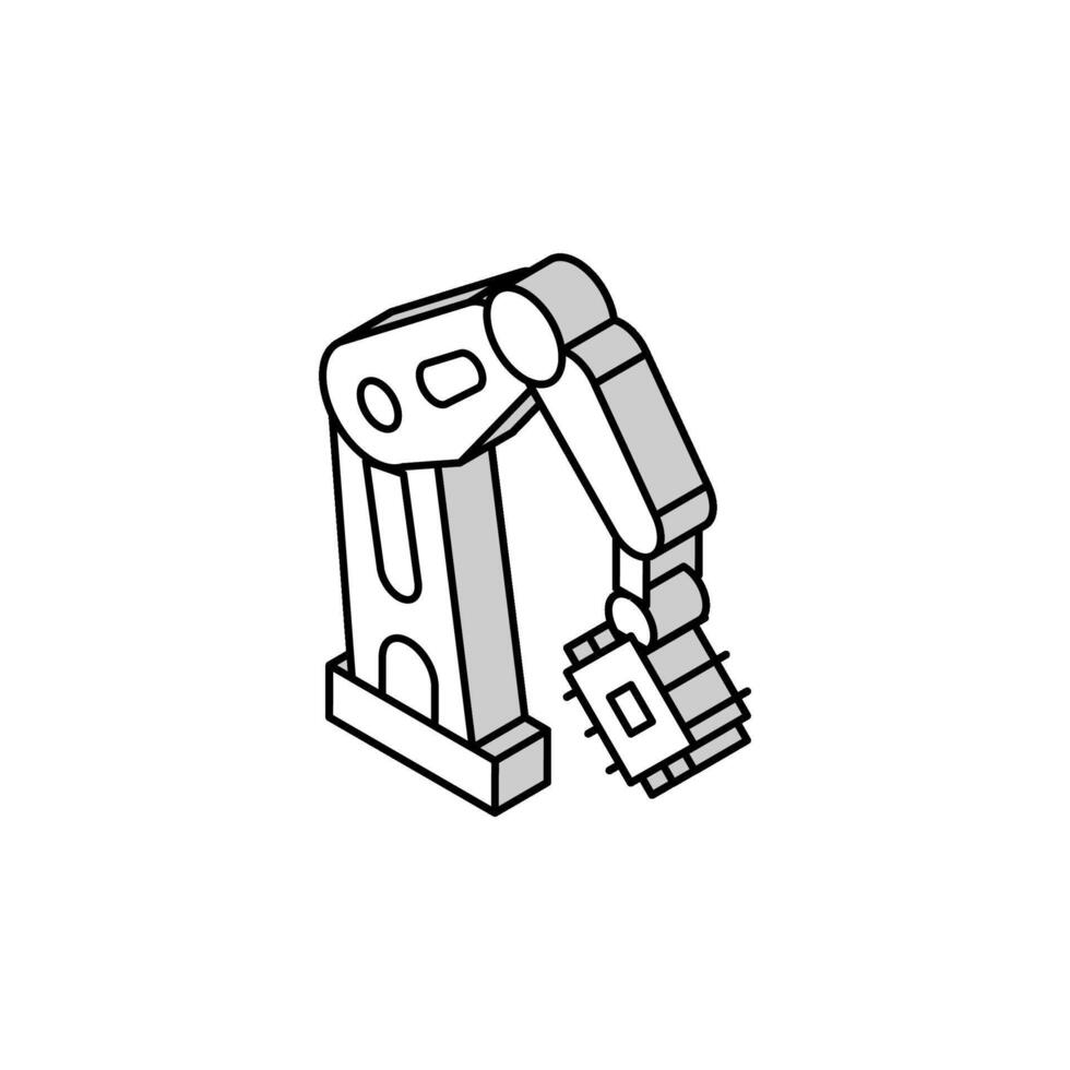 robotic arm semiconductor manufacturing isometric icon vector illustration