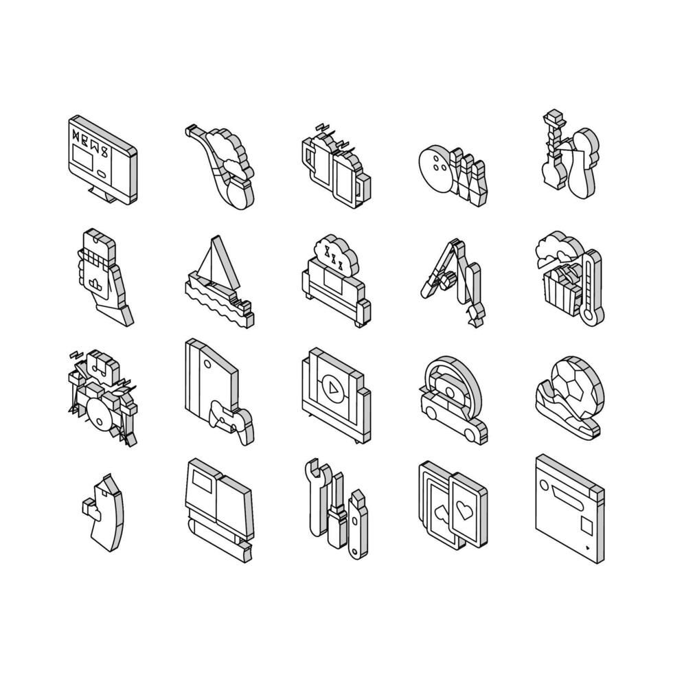 Mens Leisure Time Collection isometric icons set vector