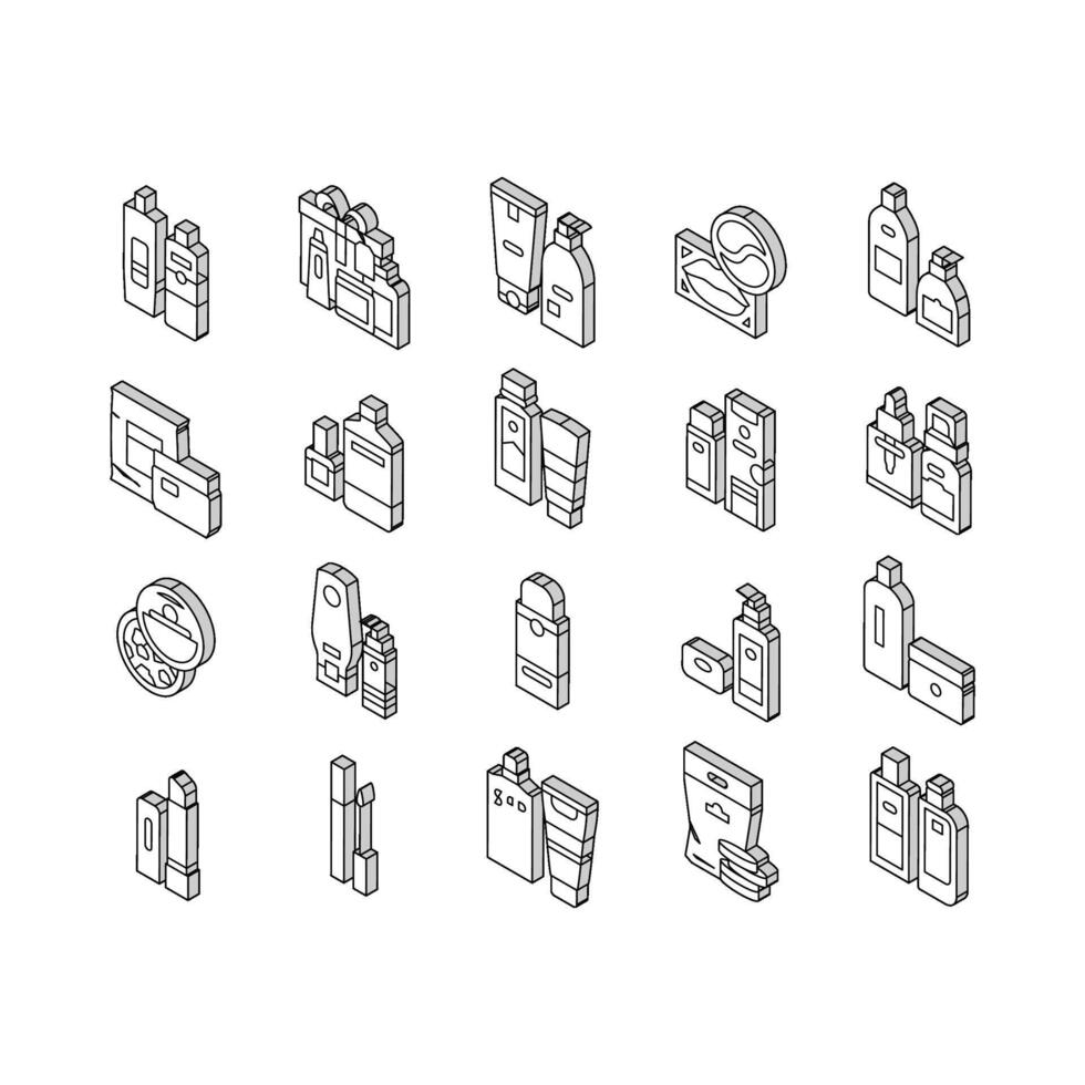 Cosmetics Package Beauty Product isometric icons set vector