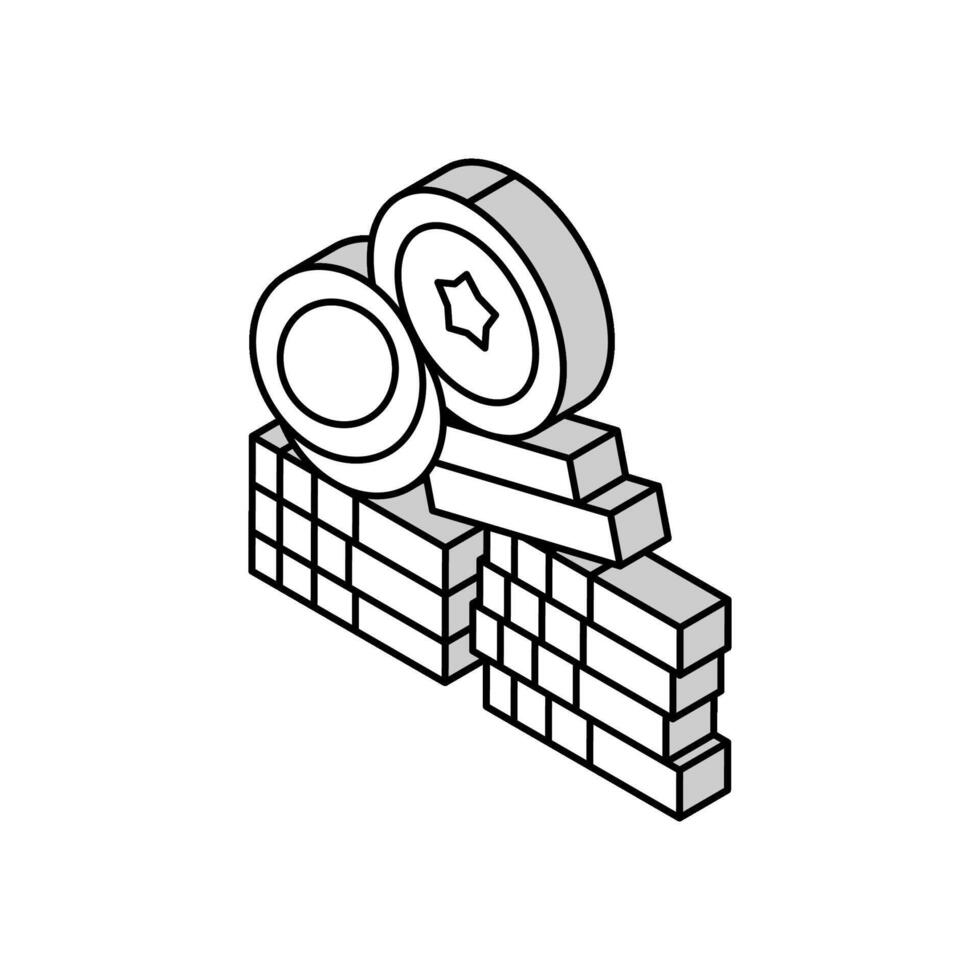 coin heap of economic video game isometric icon vector illustration