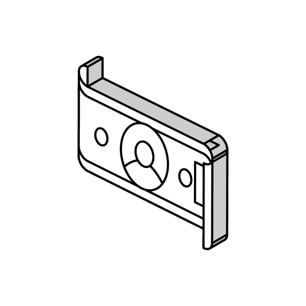 dólar billete de banco de negocio simulador solicitud isométrica icono vector ilustración