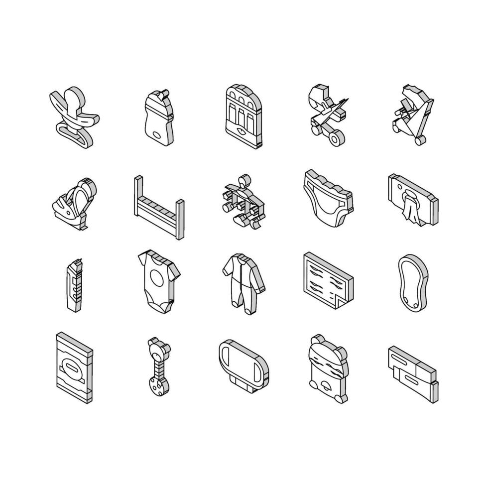 Baby Shop Selling Tool Collection isometric icons set vector