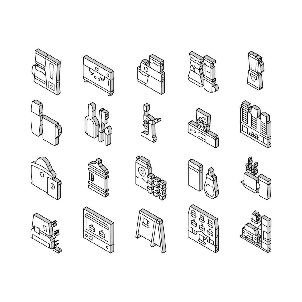 Coffee Shop Equipment Collection isometric icons set vector