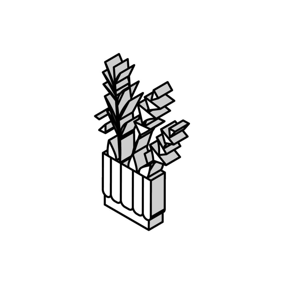house plant in pot isometric icon vector illustration